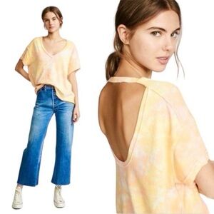 Free People All-Mine Cutout Tie-Dye Short Sleeve Tee in Berry Combo